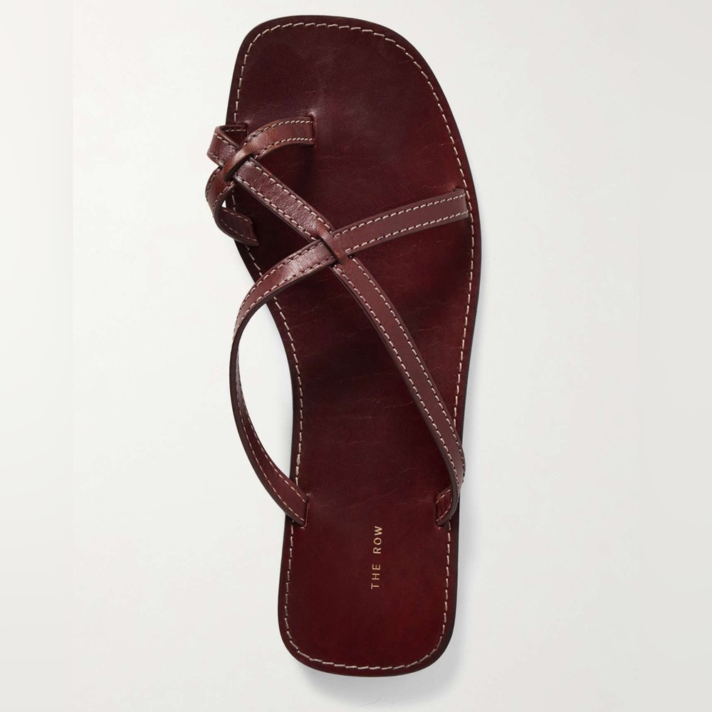 The Row Link Leather Sandal in Burgundy-Size 38